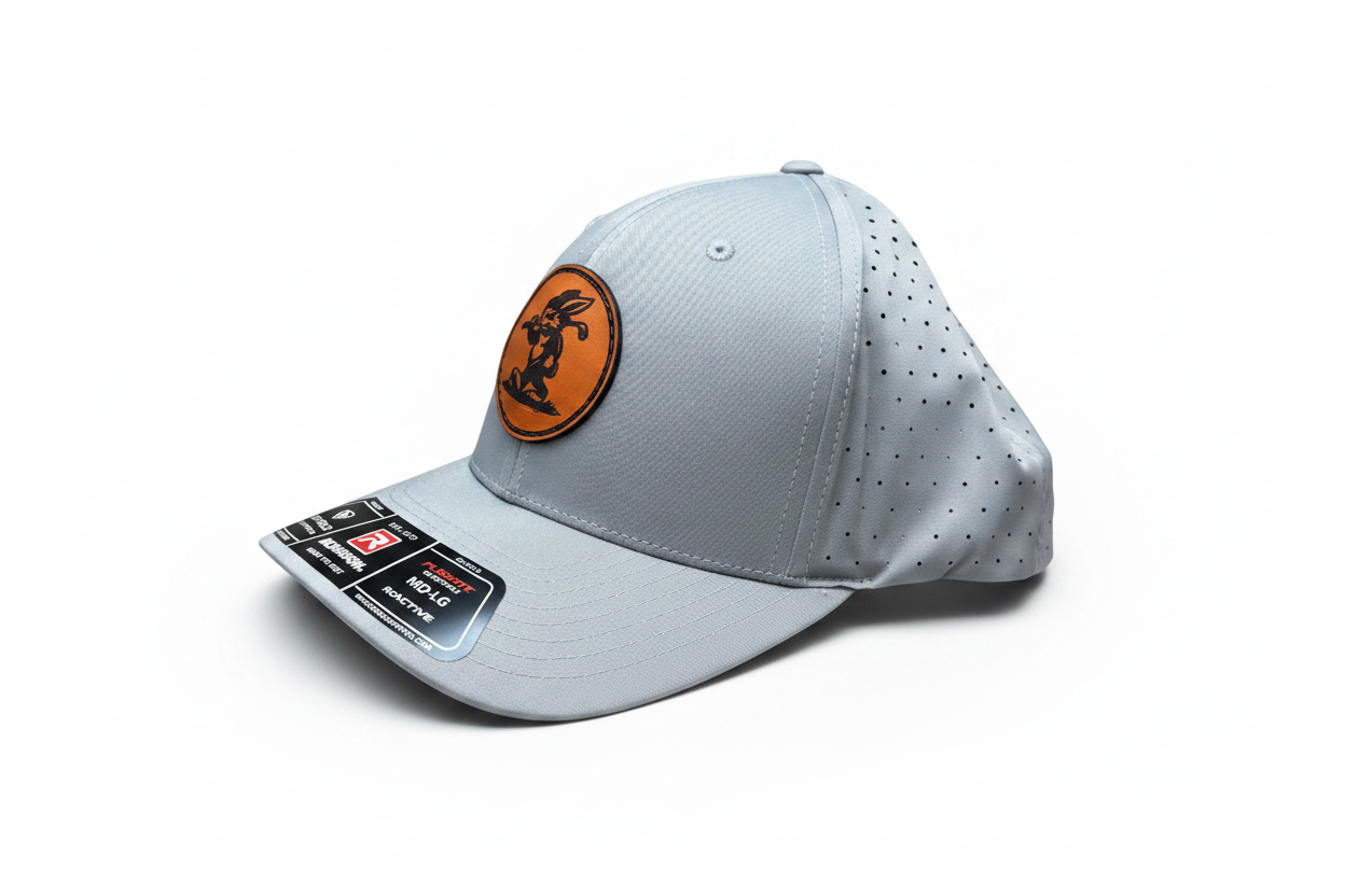 Swamp Rabbit Performance Hat – Light Grey | Golf Rabbit Leather Patch