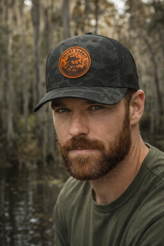 Swamp Rabbit Signature Hat – Rugged Camo & Leather