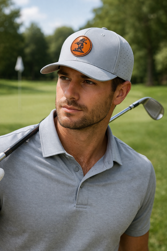 Swamp Rabbit Performance Hat – Light Grey | Golf Rabbit Leather Patch