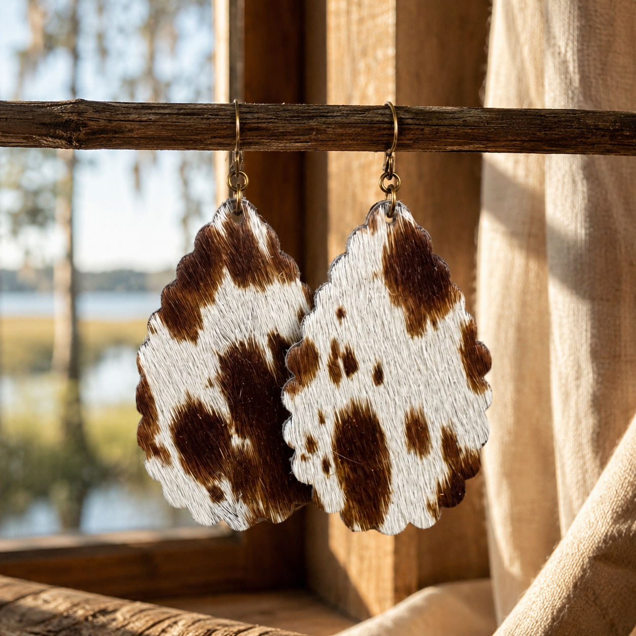 The Cypress – Hair-on-Hide Scallop Earrings