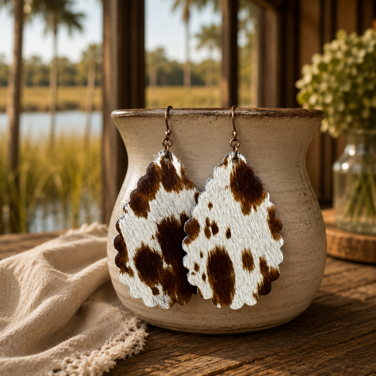 The Cypress – Hair-on-Hide Scallop Earrings