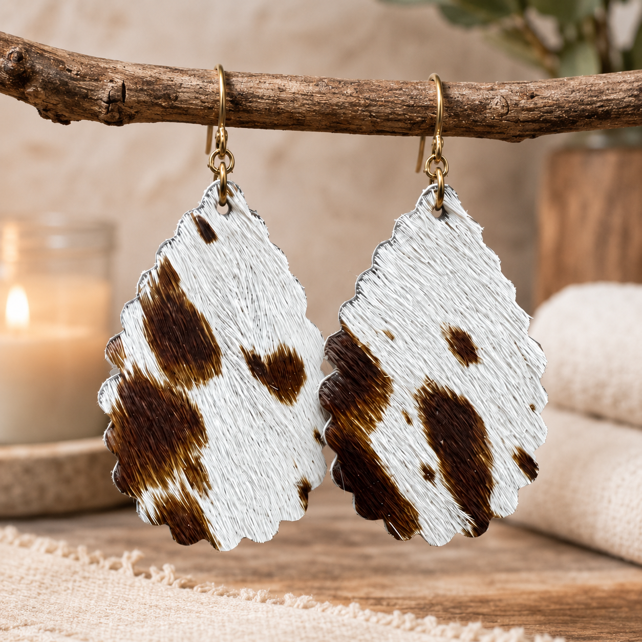 The Cypress – Hair-on-Hide Scallop Earrings