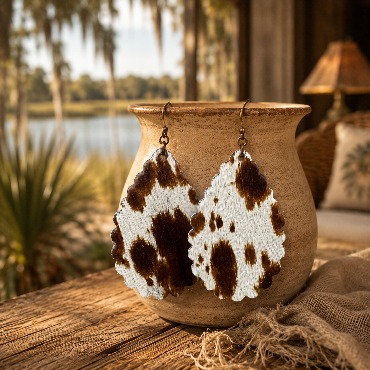 The Cypress – Hair-on-Hide Scallop Earrings
