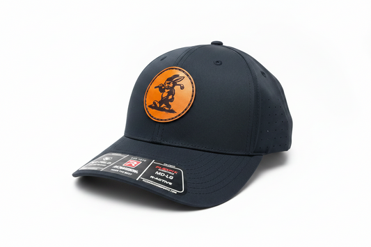 Swamp Rabbit Performance Hat – Black | Leather Patch Golf Hat